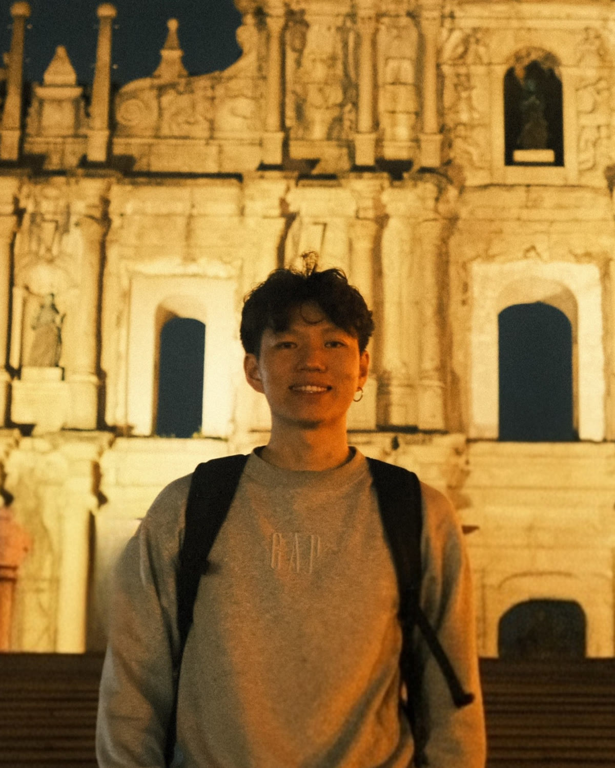 Jiahao Liu in front of the Ruins of St. Paul's, Macau